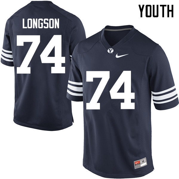 Youth #74 Kieffer Longson BYU Cougars College Football Jerseys Sale-Navy - Click Image to Close